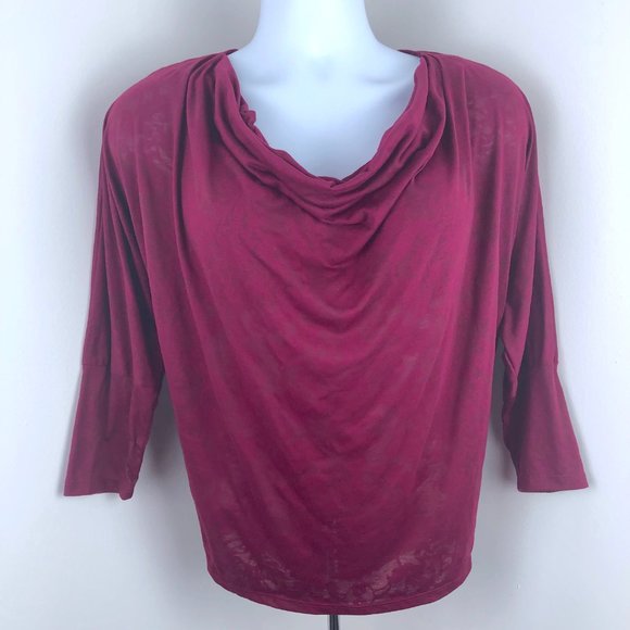 Mossimo Tops - ✅SOLD✅Mossimo 3/4 Dolman Sleeve Top Burgundy Cowl